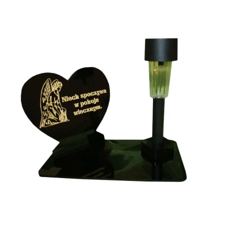 znicz solarny - statuetka, podstawka z dedykacją